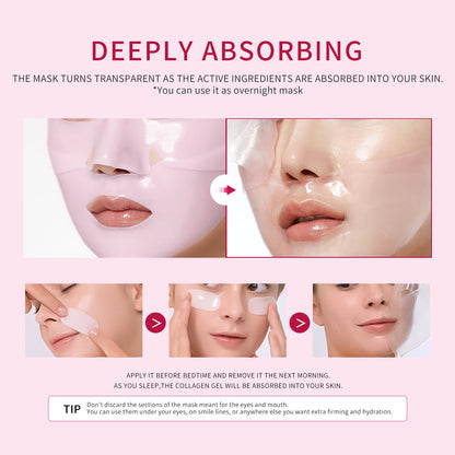 Pink collagen hydrating, moisturizing, firming hydrogel jelly powder transparent mask